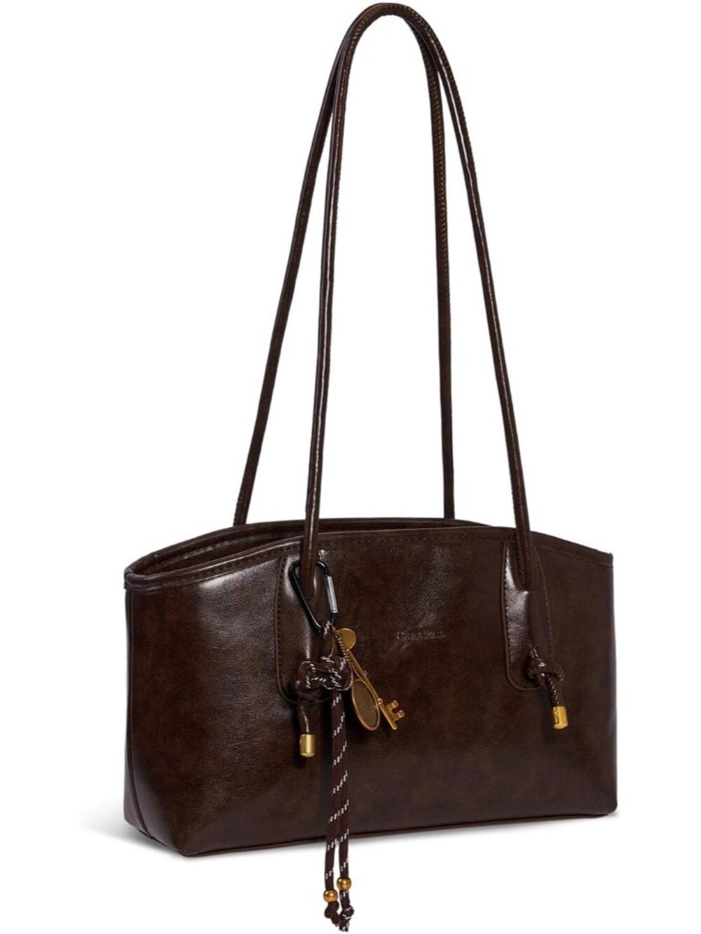 Solid Color Shoulder Bag Retro Handbag Purse for Women Fall Bags Chocolate Brown